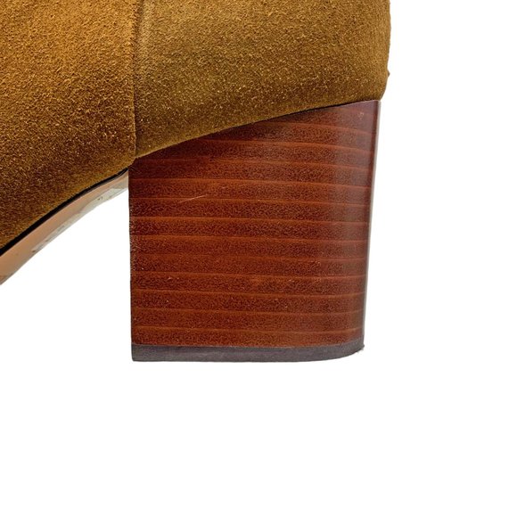 J Crew Sade‎ AB079 Dark Pecan Suede Rear Zip Chunky Heel Booties - Picture 4 of 11